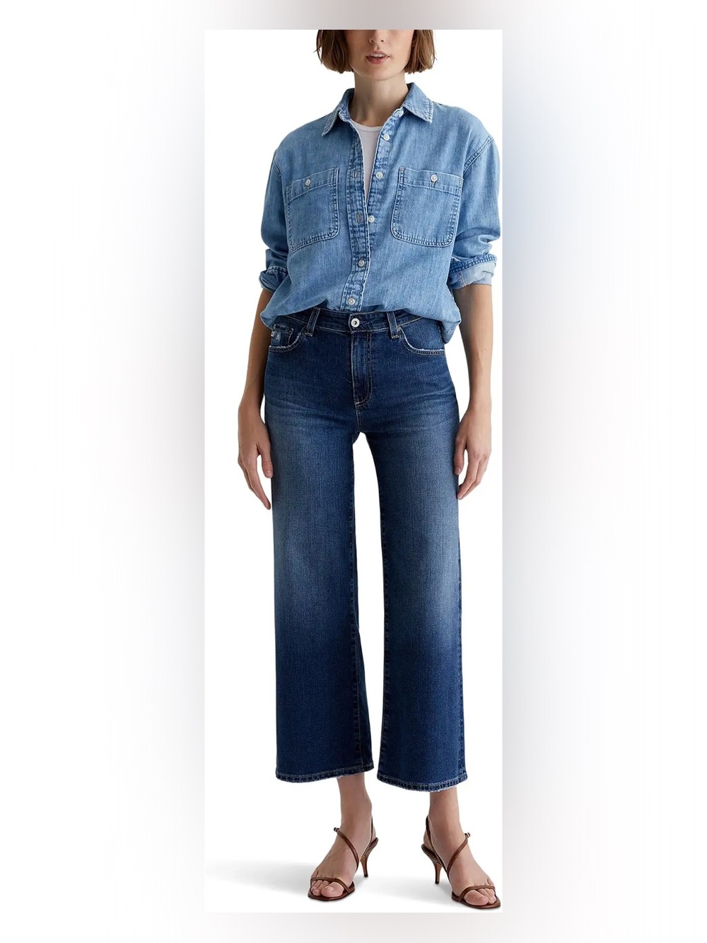 AG Jeans Adriano Goldschmied
Saige Mid-Rise Wide Leg Crop in 7 Years La Jolla
